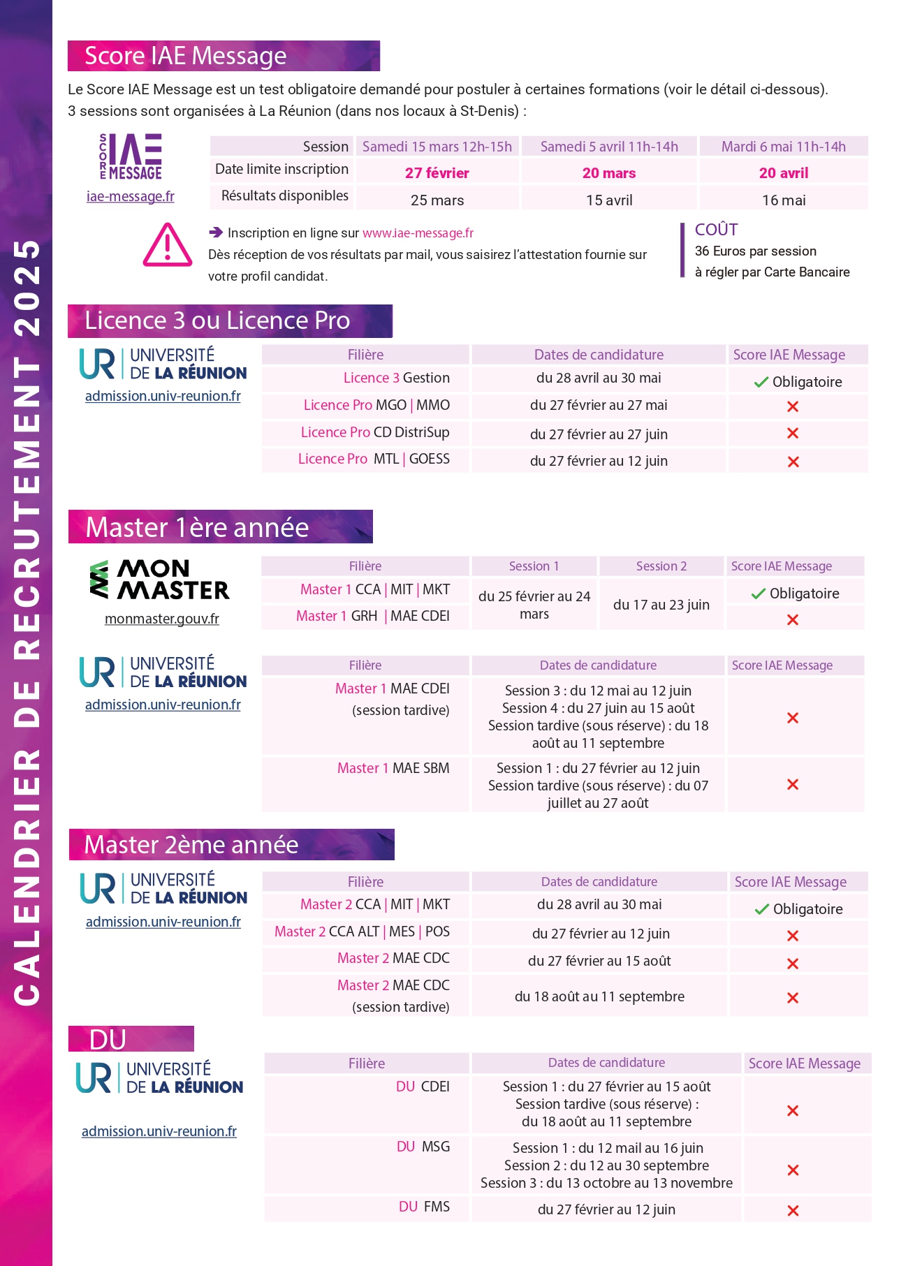 Calendrier de formation 2025-2026